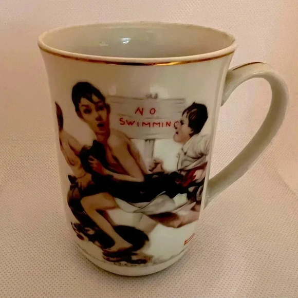 The Saturday Evening Post | Norman Rockwell “No Swimming” cup. - Picture 1 of 9